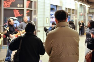 Pretty good band in the Times Square subway station.