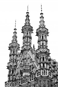 The steeples of the gloriously detailed Leuven Town Hall.