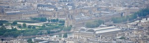 A view of two of the greatest museums in the world -- The Louvre and the Musee D'Orsay -- from the top of the Eiffel Tower.