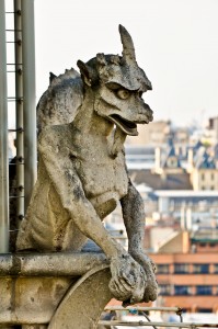 Ethel Merman posed for this gargoyle sculpture when she was touring Europe in CALL ME MADAM in 1955.   "I just hacked away everything that didn't look like Ethel Merman, " the appalled sculptor said to reporters,  shortly before killing himself.