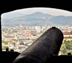 For only three Euro,  you can take a couple of potshots at the town.   It's all in good fun,  and it keeps the population in check.