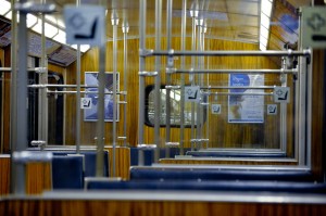 The subways are empty early on weekend mornings.