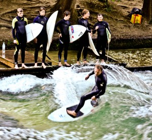 You have to wait your turn to surf the Eisbad.