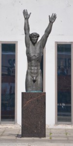 This statue celebrates the achievements of the East German Women's Olympic Team.